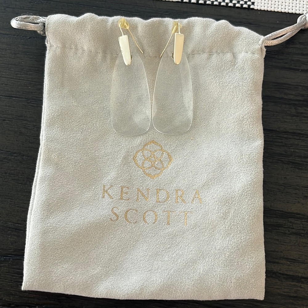 Kendra Scott gold post/clear stone drop earrings